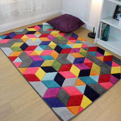 Spectrum Dynamic Geometric Rug Red, Green and Purple