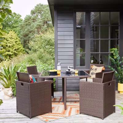 St Lucia 4 Seater Brown Cube Dining Set Brown