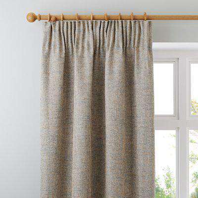 Thornton Blue Pencil Pleat Curtains Brown and Blue