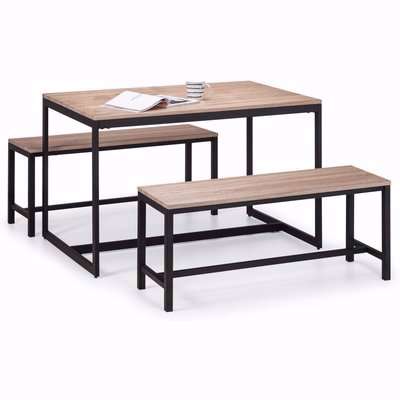 Tribeca Dining Table & 2 Benches Black