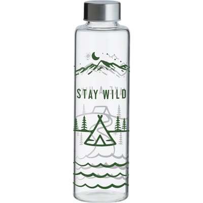Typhoon 600ml Stay Wild Glass Water Bottle Green, Grey and Silver