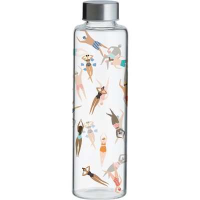 Typhoon Pure Active 600ml Glass Water Bottle Clear, Blue and Pink