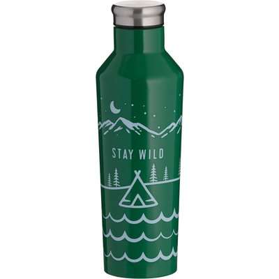 Typhoon Stay Wild Double Wall 500ml Insulated Water Bottle Green, Blue and Silver