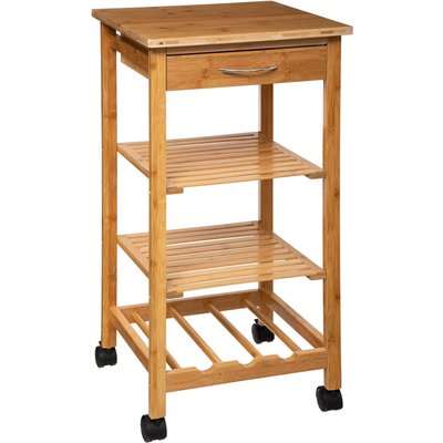 White Bamboo Kitchen Trolley Brown