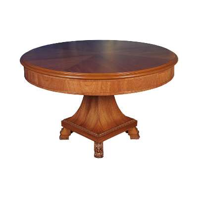 Luxury Round Dining Table with Natural Veneer Inlay