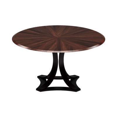 Midlands Brown Wooden Circle Dining Table with Veneer Inlay