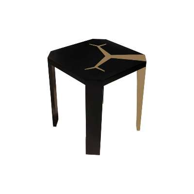 Tree Square Wood Side Table with Stainless Steel