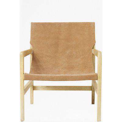 Elba Tan Leather Chair - Wood