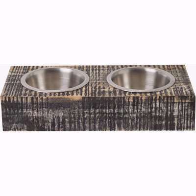 Textured Duo Dog Bowl - Mango Wood