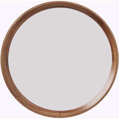 Wooden Round Mirror - Glass And Wood Frame