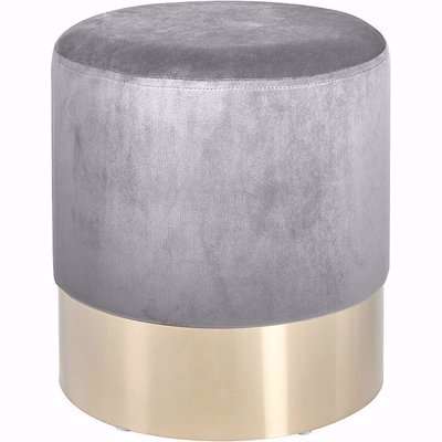 Alessio Luxury Double Stiched Brushed Gold Pouffe Grey