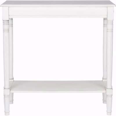 Caen Weathered Pine Double Shelf Rectangular Console Table White