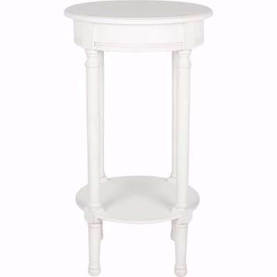 Caen Weathered Pine Double Shelf Round Side Table White