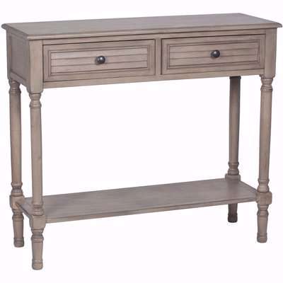 Toulouse Natural Pine Rectangular 2-Drawer Console Table Taupe