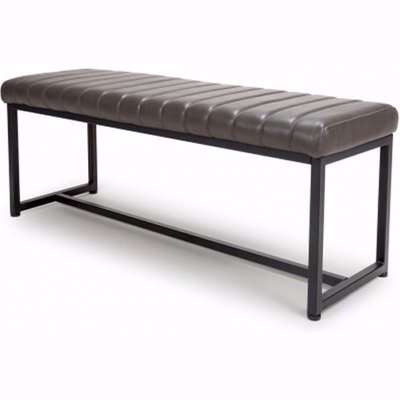 Aboba Leather Effect Dining Bench In Grey