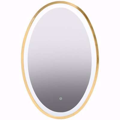 Agadir Illuminated Oval Bathroom Mirror In Gold