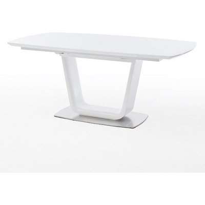 Alecta Grey Glass Extendable Dining Table In High Gloss White