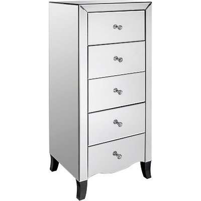 Valentica Mirrored Tall Chest of Drawers With 5 Drawers