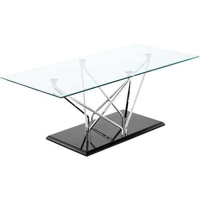 Amelia Oval Clear Glass Top Coffee Table With Black Base