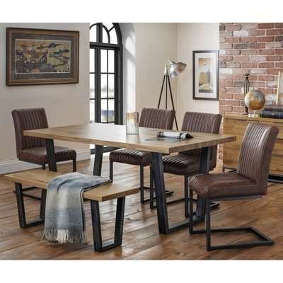 Altheta Dining Table In Solid Oak With Bench And 4 Chairs