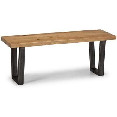 Amilia Wooden Dining Bench In Solid Oak And Metal Legs