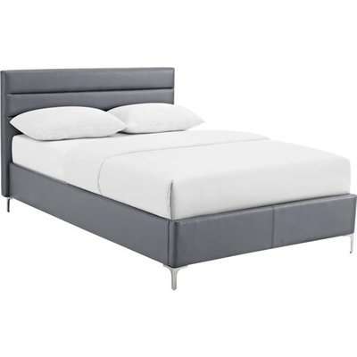 Agneza Faux Leather Single Bed In Grey