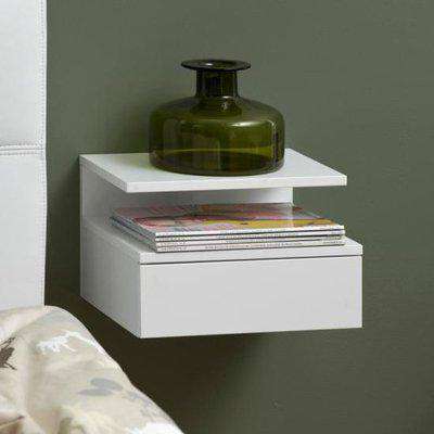 Ashlanto Wall Hung 1 Drawer Bedside Cabinet In White