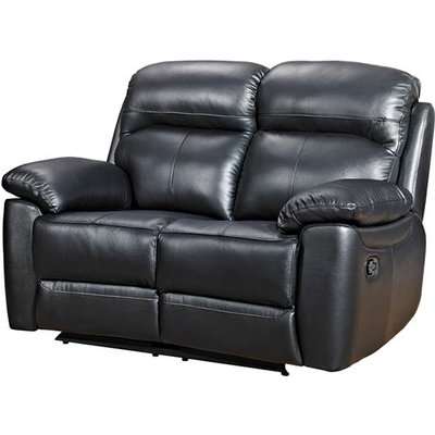 Astona Leather 2 Seater Recliner Sofa In Black
