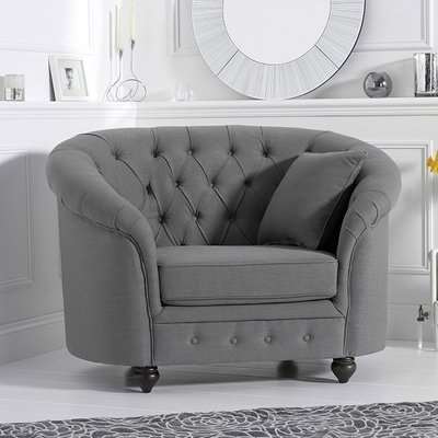 Astarik Chesterfield Fabric Armchair In Grey
