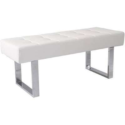 Austin Dining Bench In White Faux Leather With Chrome Base