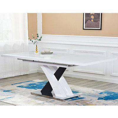 Axara Large Extending Gloss Dining Table In White And Black
