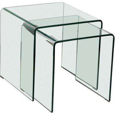 Alvescot Contemporary Glass Nest Of 2 Tables In Clear