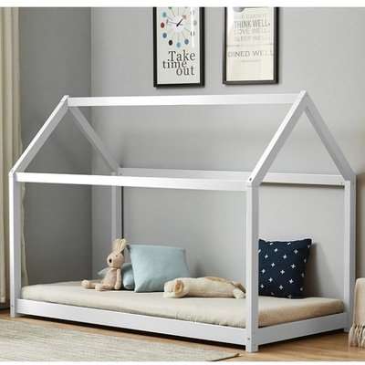 Bellerby Wooden Single House Bed In White