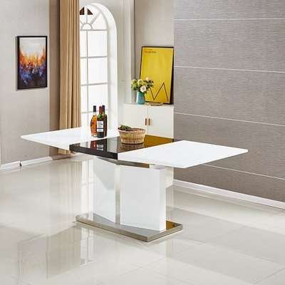 Belmonte Small High Gloss Extending Dining Table In White Grey
