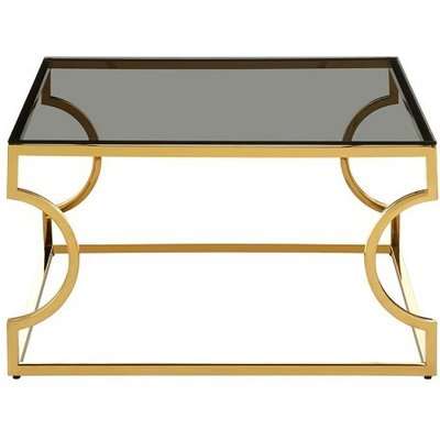 Algorab Black Glass Square Coffee Table With Curved Frame