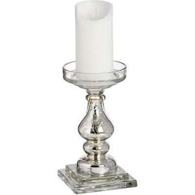 Bloria Glass Candle Column In Antique Silver