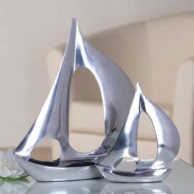 Boot Tall Sculpture In Polished Aluminium