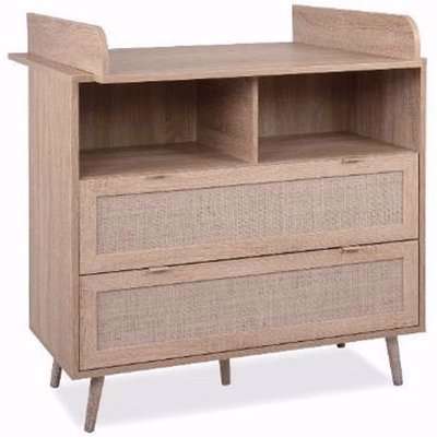 Borox Wooden Changing Table In Sonoma Oak And Cane