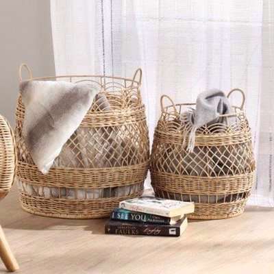 Braila Set Of 2 Rattan Storage Baskets In Natural