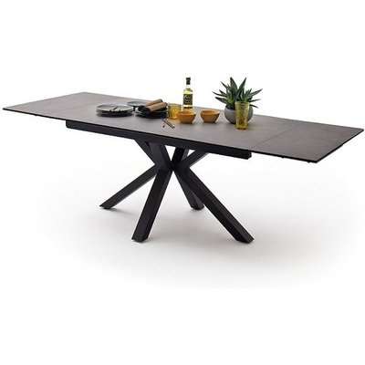 Brooky Glass Extendable Dining Table In Barique Wood Steel Frame