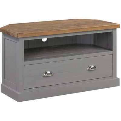 Bylant Wooden Corner TV Stand In Grey And Natural