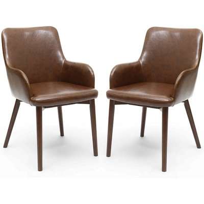 Cabalo Dining Chair In Antique Brown Leather Match In A Pair