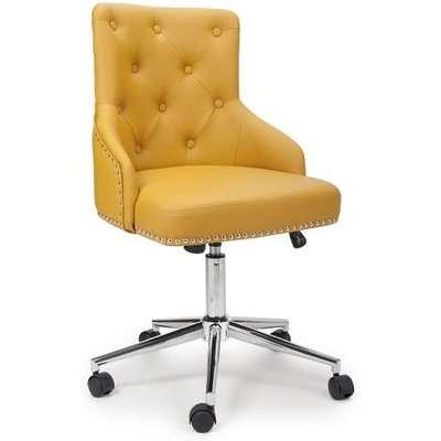 Calico Office Chair In Yellow Leather Match With Chrome Base