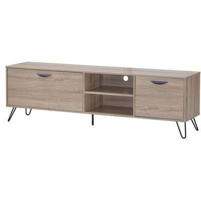Canell Wooden TV Stand Large In Oak Effect And Black Metal Legs