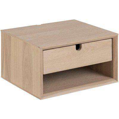 Canton Wooden 1 Drawer Wall Hung Bedside Cabinet In Oak White
