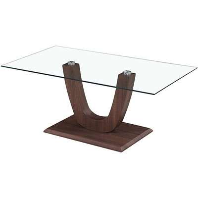 Capri Clear Glass Coffee Table In Walnut