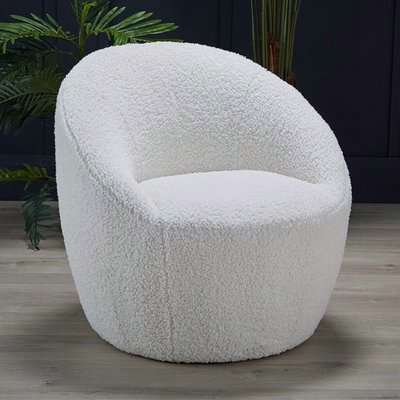 Cliveden Boucle Fabric Bedroom Chair In Off White