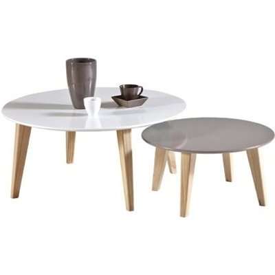 Casey Wooden Set Of 2 Coffee Table In White And Taupe