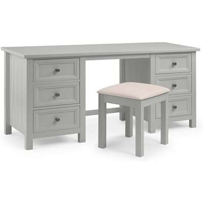 Madge Dressing Table And Stool In Dove Grey Lacquer