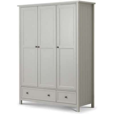 Madge Wardrobe Wide In Dove Grey Lacquer With 3 Doors